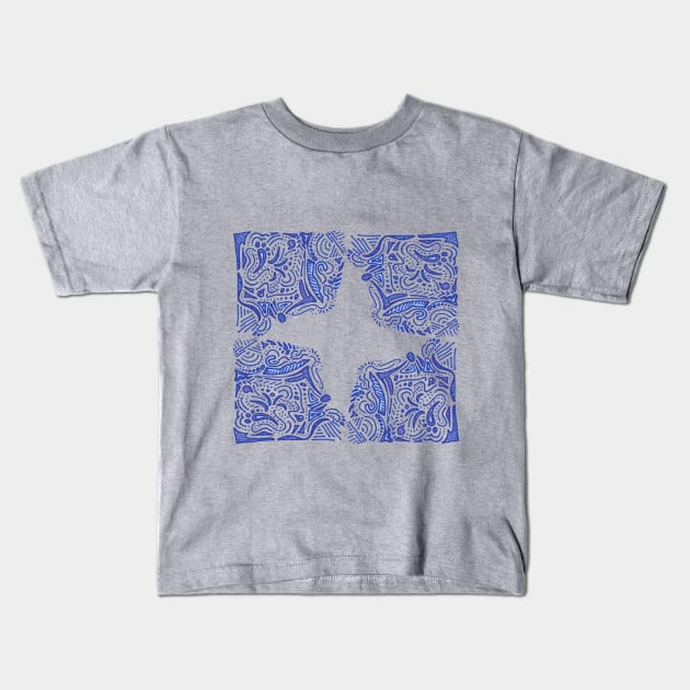 Blue Hand Drawn Doodles Kids T-Shirt by Girona